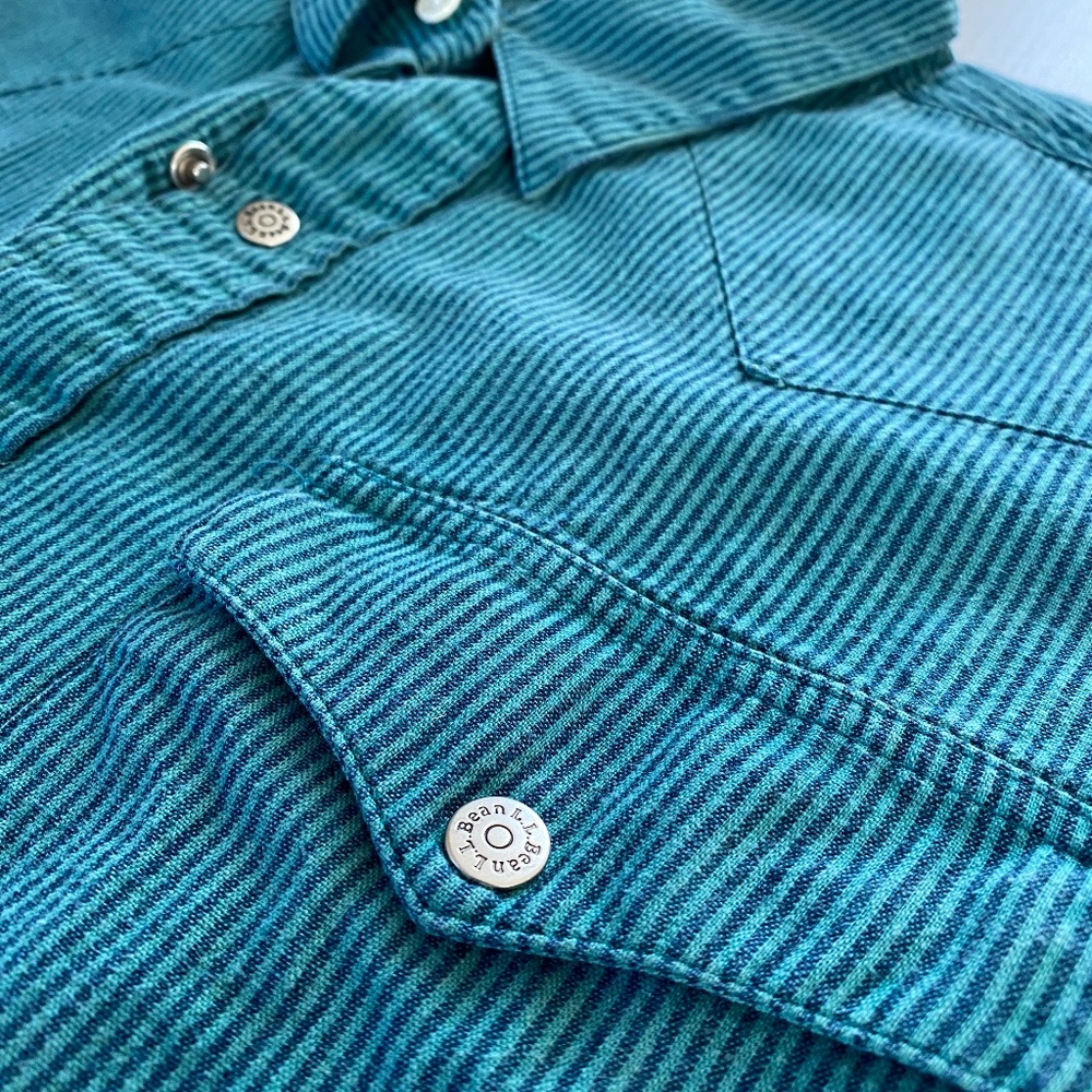 Vintage LL Bean pin-striped western snap shirt